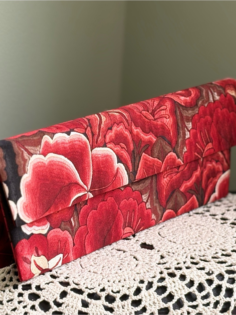 Pineda Covalin Tehuana Red Floral Clutch Bag - Women's Evening Bag